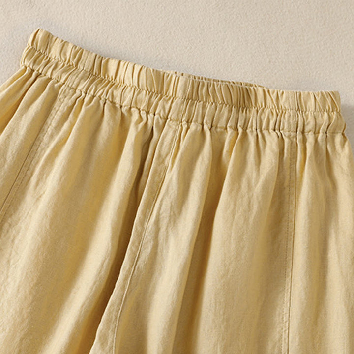 Pantaloni larghi da donna in cotone e lino con coulisse, modello Buddha Stones Commute, modello semplice, con tasche - image 12