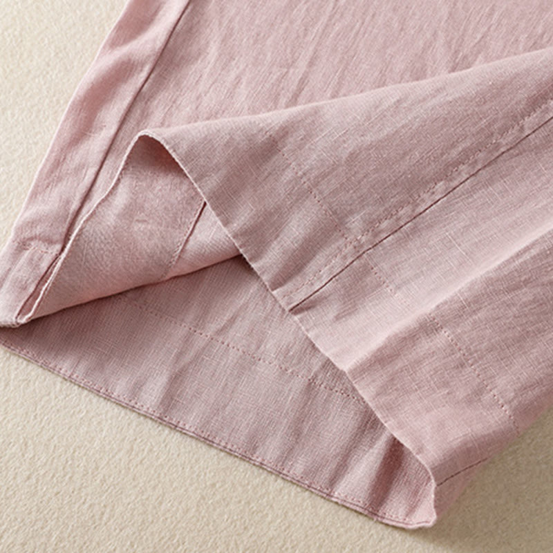 Pantaloni larghi da donna in cotone e lino con coulisse, modello Buddha Stones Commute, modello semplice, con tasche - image 27