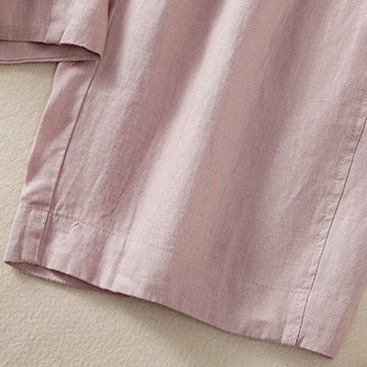 Pantaloni larghi da donna in cotone e lino con coulisse, modello Buddha Stones Commute, modello semplice, con tasche - image 26