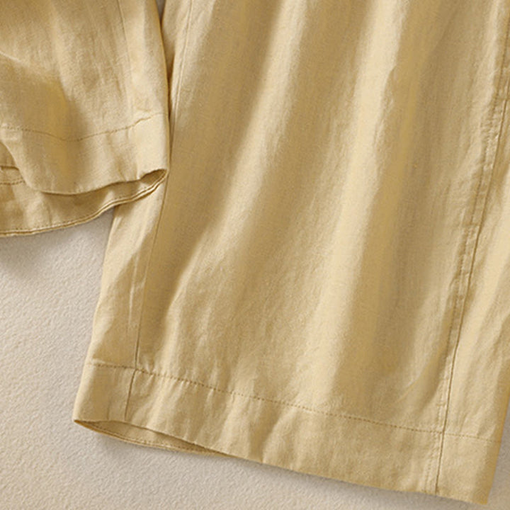 Pantaloni larghi da donna in cotone e lino con coulisse, modello Buddha Stones Commute, modello semplice, con tasche - image 12