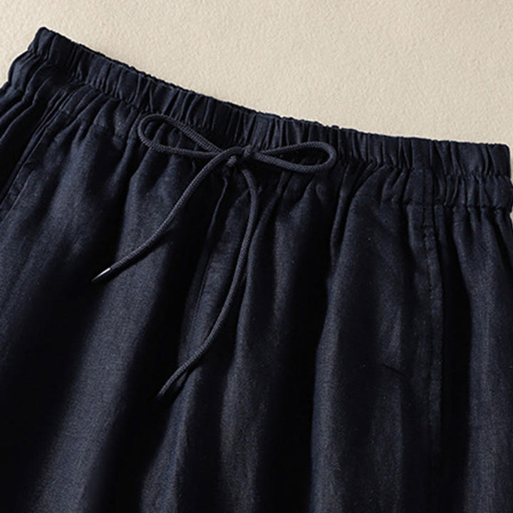 Pantaloni larghi da donna in cotone e lino con coulisse, modello Buddha Stones Commute, modello semplice, con tasche - image 15