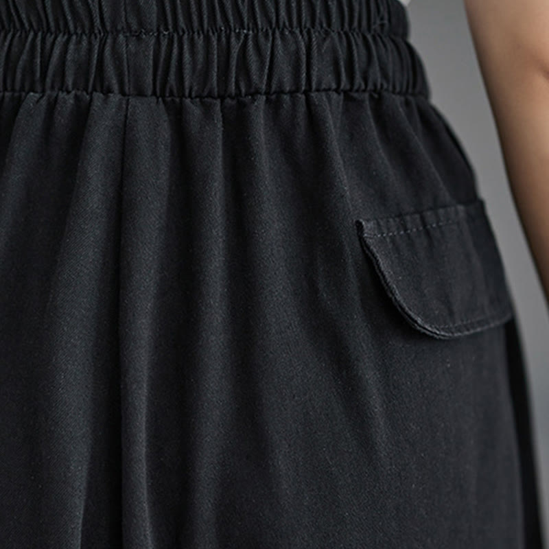 Pantaloni larghi da donna in cotone con apertura a fessura e tasche, stile retrò Buddha Stones - image 17