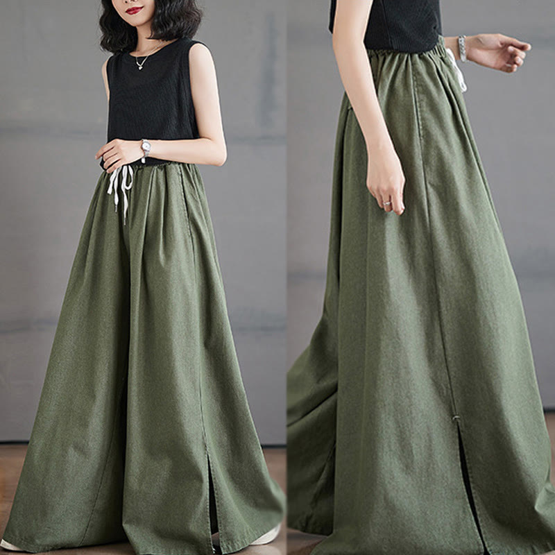 Pantaloni larghi da donna con tasche e apertura a fessura in stile retrò Buddha Stones - image 8