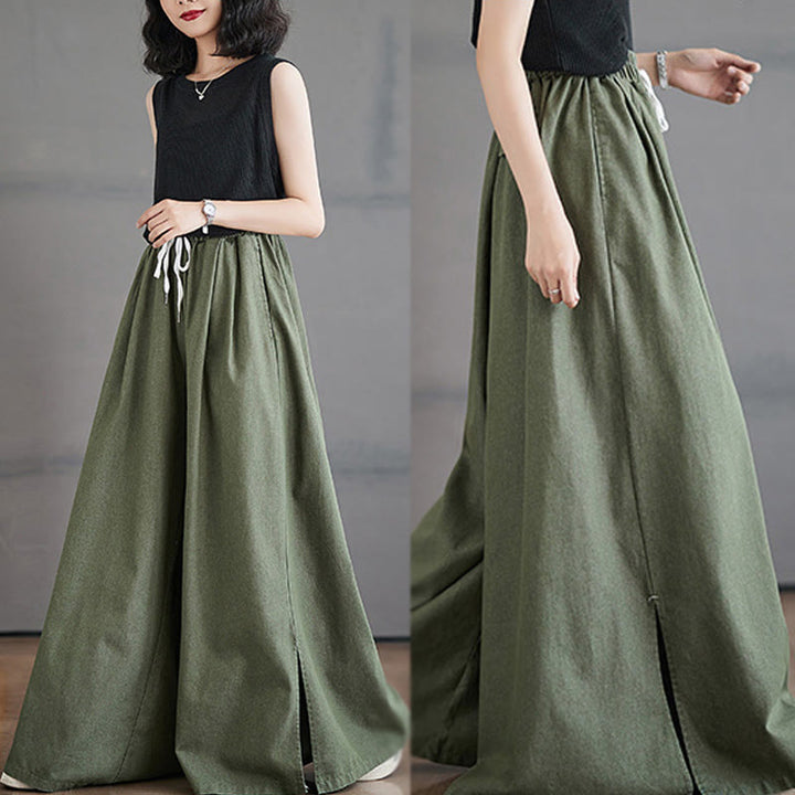 Pantaloni larghi da donna con tasche e apertura a fessura in stile retrò Buddha Stones - image 8
