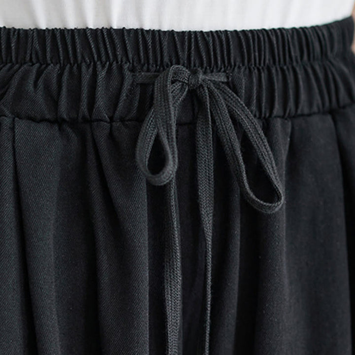 Pantaloni larghi da donna in cotone con apertura a fessura e tasche, stile retrò Buddha Stones - image 14