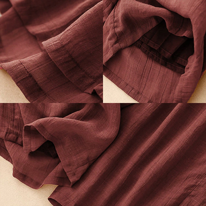 Pantaloni da donna a gamba larga con coulisse, doppio strato, tinta unita, con tasche, Buddha Stones Spring. - image 3