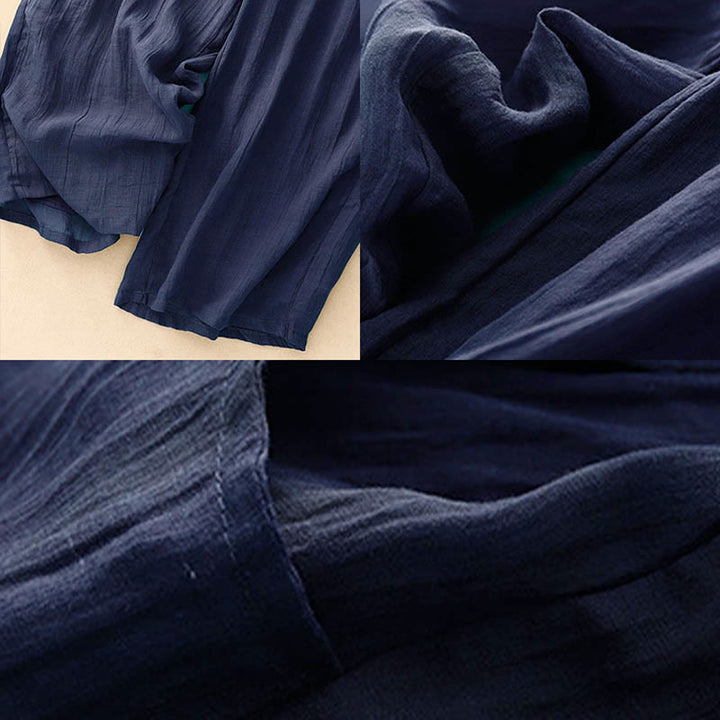 Pantaloni larghi da donna con tasche e coulisse a doppio strato, in puro colore Buddha Stones Spring - image 15