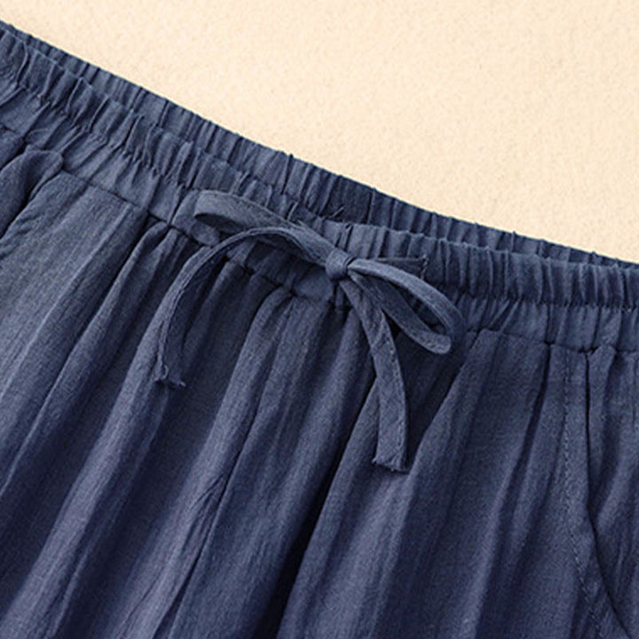 Pantaloni da donna a gamba larga con coulisse, doppio strato, tinta unita, con tasche, Buddha Stones Spring. - image 13