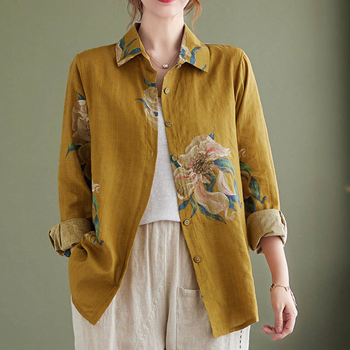 Abbigliamento in cotone con stampa floreale artistica letteraria di Buddha Stones - image 11