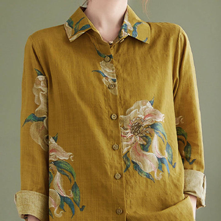 Abbigliamento in cotone con stampa floreale artistica letteraria di Buddha Stones - image 15