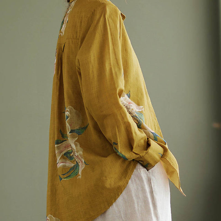 Abbigliamento in cotone con stampa floreale artistica letteraria di Buddha Stones - image 7