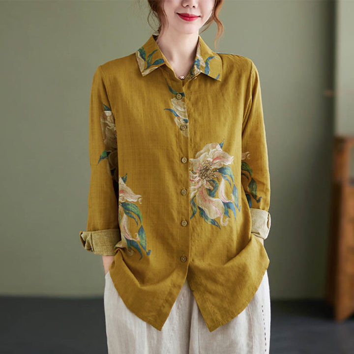 Abbigliamento in cotone con stampa floreale artistica letteraria di Buddha Stones - image 8