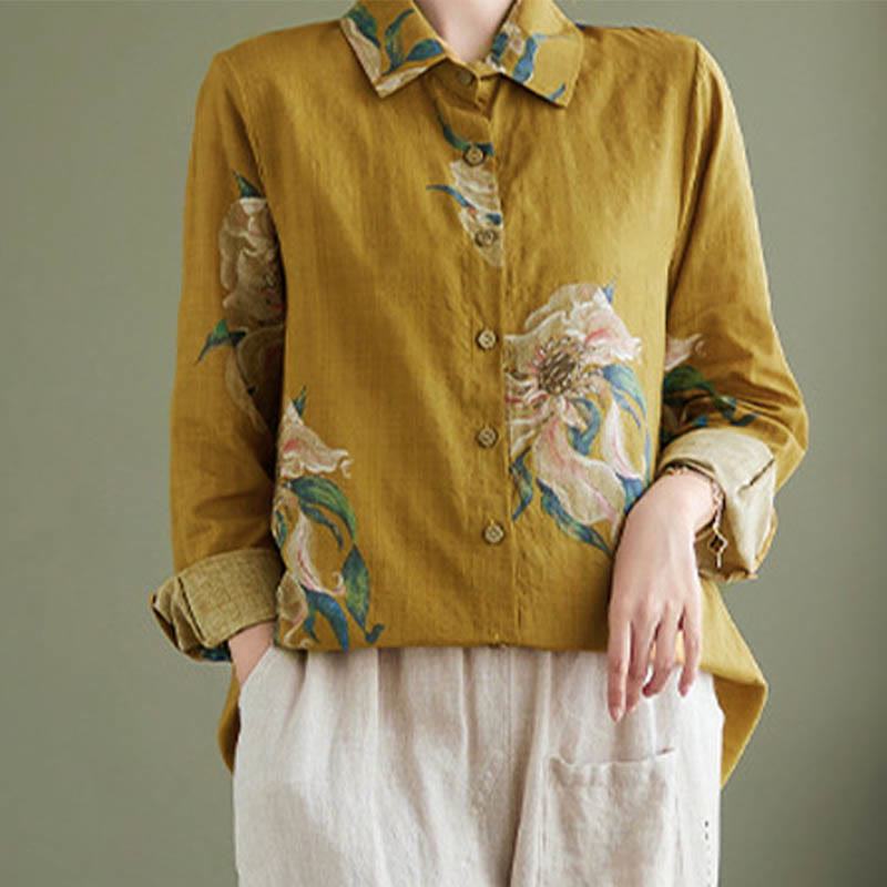 Abbigliamento in cotone con stampa floreale artistica letteraria di Buddha Stones - image 12