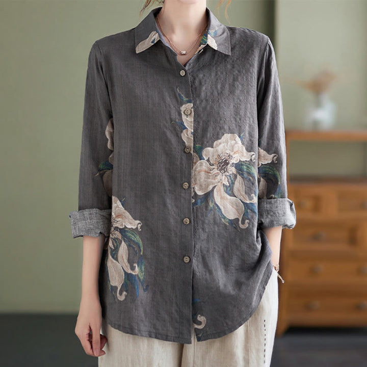 Abbigliamento in cotone con stampa floreale artistica letteraria di Buddha Stones - image 25