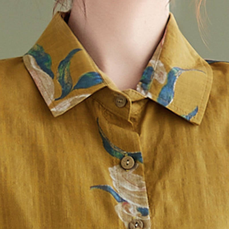 Abbigliamento in cotone con stampa floreale artistica letteraria di Buddha Stones - image 17