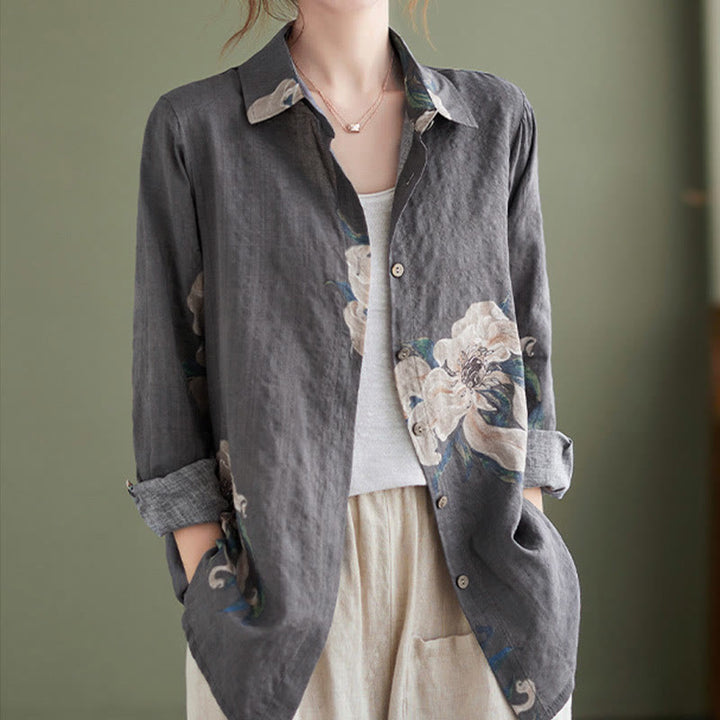 Abbigliamento in cotone con stampa floreale artistica letteraria di Buddha Stones - image 24