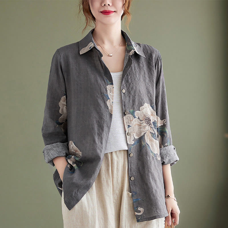 Abbigliamento in cotone con stampa floreale artistica letteraria di Buddha Stones - image 22