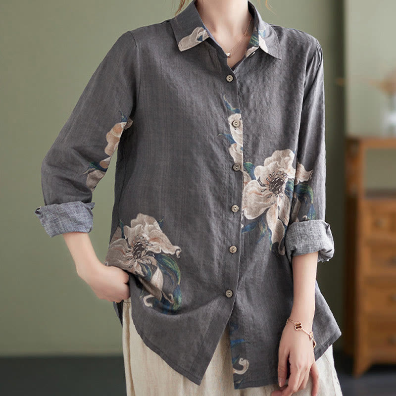 Abbigliamento in cotone con stampa floreale artistica letteraria di Buddha Stones - image 27