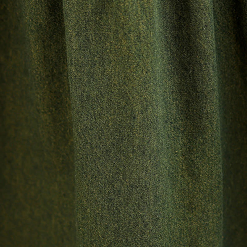 Abito lungo da donna in cotone con maniche lunghe e tasche, motivo patchwork verde oliva scuro Buddha Stones - image 10