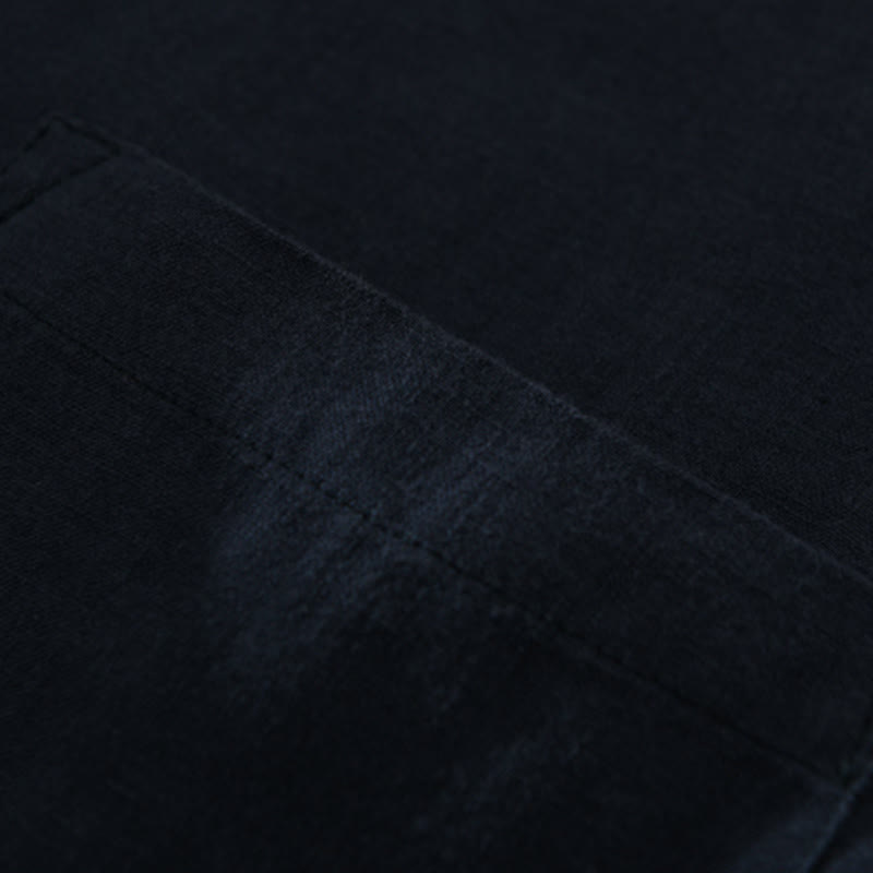 Camicia da uomo in lino con mezza manica e bottoni, tinta unita, Buddha Stones - image 10