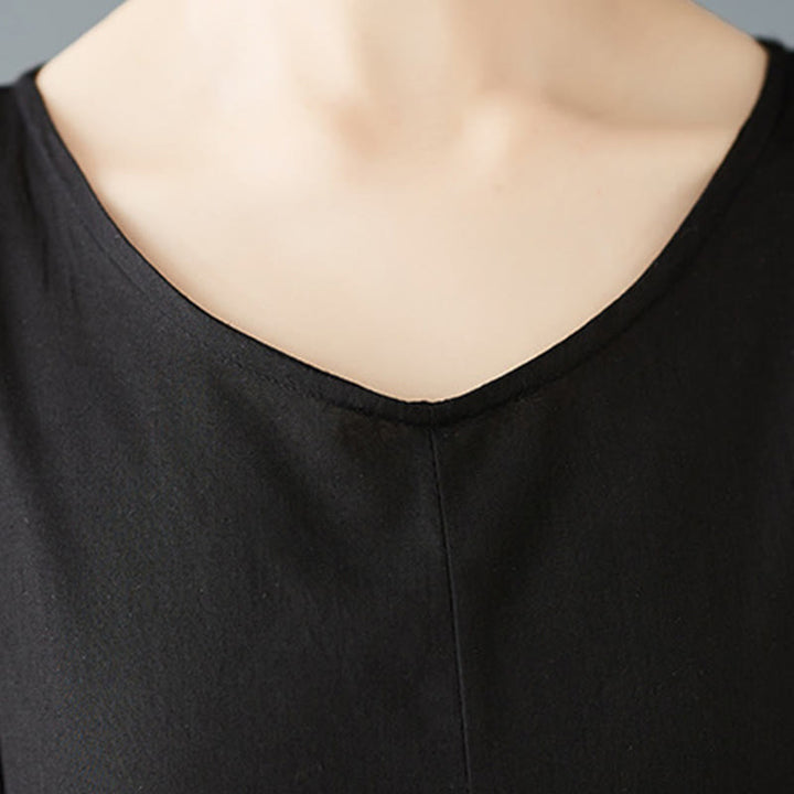 Abito midi da donna a maniche lunghe in cotone con design a doppio strato primaverile Buddha Stones - image 8