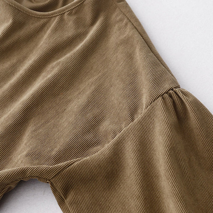 Abito midi a maniche lunghe in velluto a coste color cuoio Buddha Stones - image 7