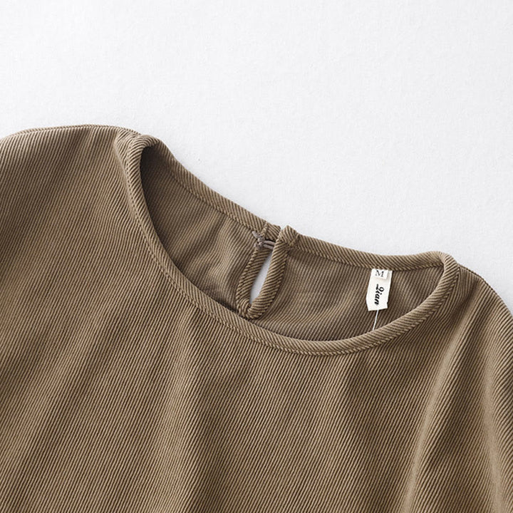 Abito midi a maniche lunghe in velluto a coste color cuoio Buddha Stones - image 3