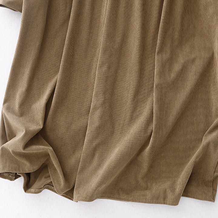 Abito midi a maniche lunghe in velluto a coste color cuoio Buddha Stones - image 13