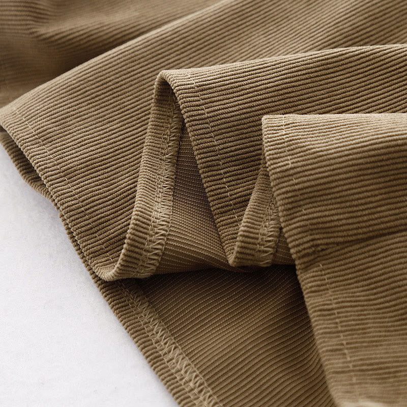 Abito midi a maniche lunghe in velluto a coste color cuoio Buddha Stones - image 14