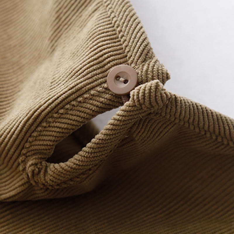 Abito midi a maniche lunghe in velluto a coste color cuoio Buddha Stones - image 4