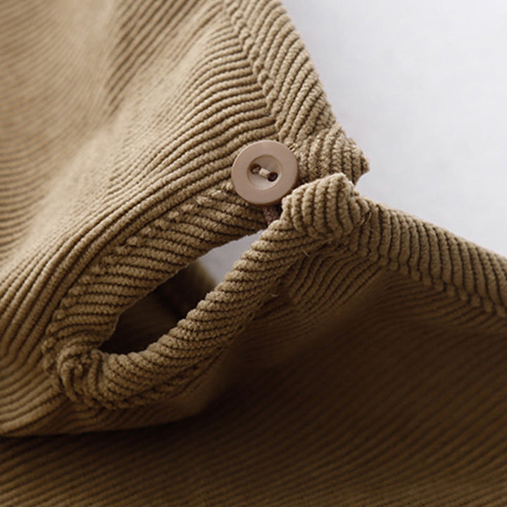 Abito midi a maniche lunghe in velluto a coste color cuoio Buddha Stones - image 4