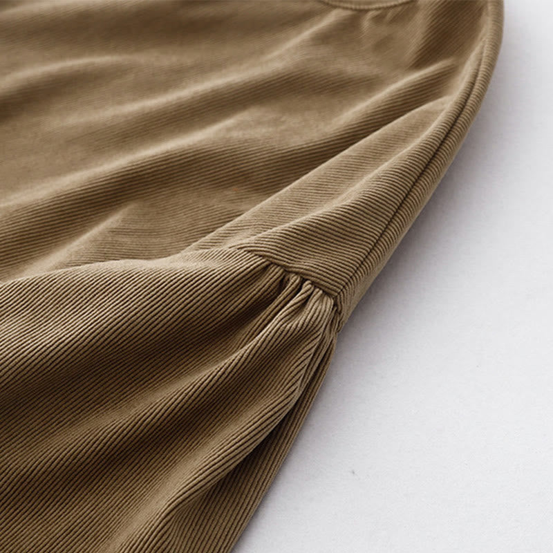 Abito midi a maniche lunghe in velluto a coste color cuoio Buddha Stones - image 9