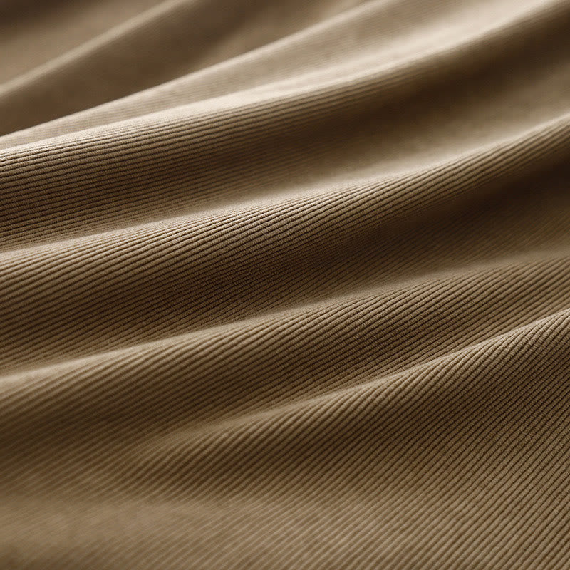 Abito midi a maniche lunghe in velluto a coste color cuoio Buddha Stones - image 12