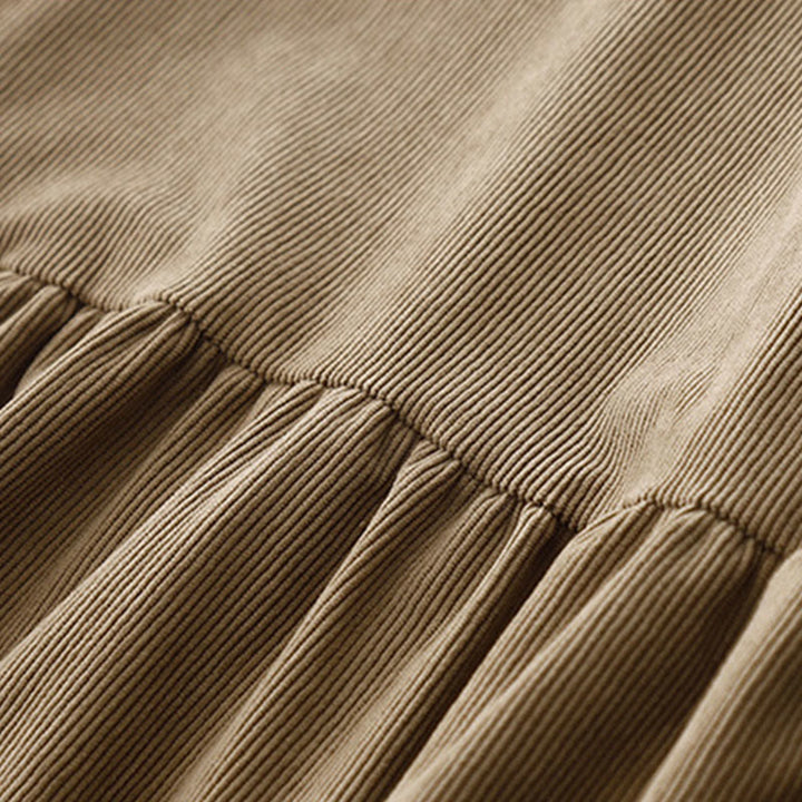 Abito midi a maniche lunghe in velluto a coste color cuoio Buddha Stones - image 5