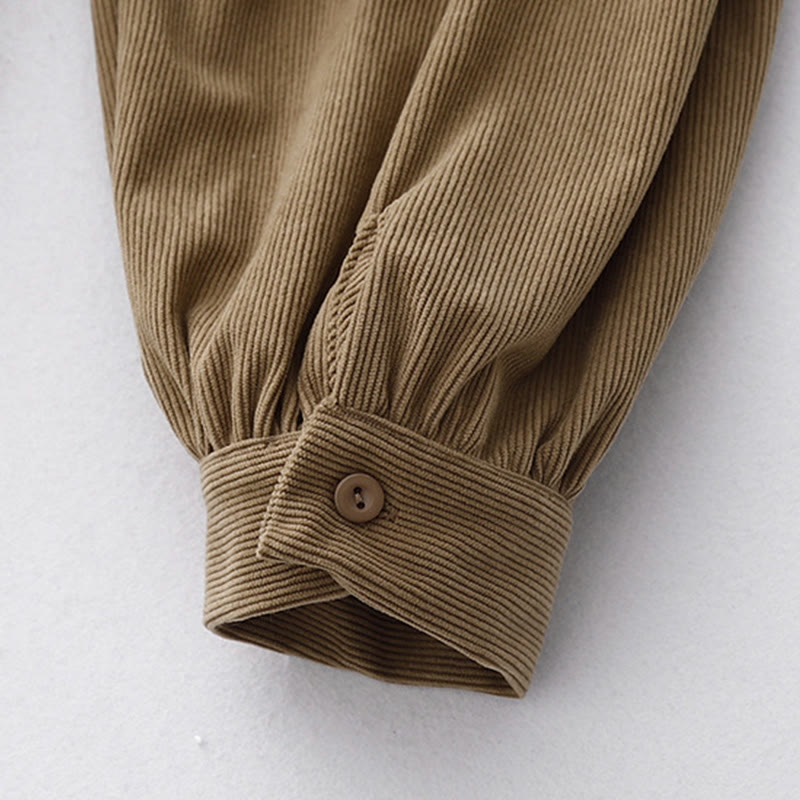 Abito midi a maniche lunghe in velluto a coste color cuoio Buddha Stones - image 8