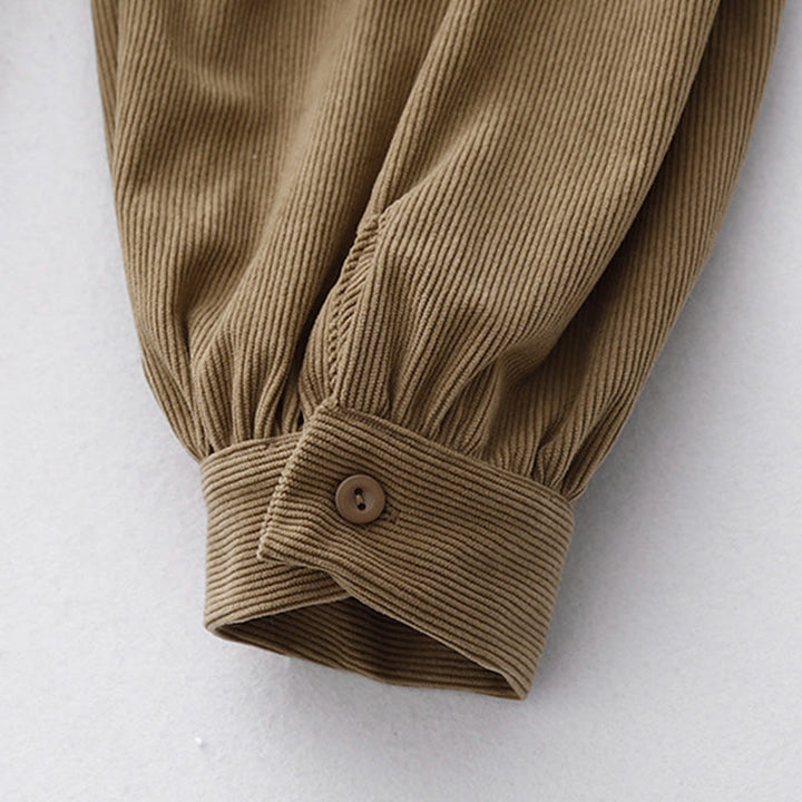 Abito midi a maniche lunghe in velluto a coste color cuoio Buddha Stones - image 8