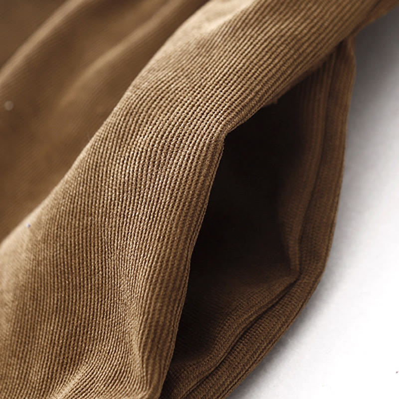 Abito midi a maniche lunghe in velluto a coste con colletto alla Peter Pan, tasche e bottoni con motivo Buddha Stones - image 5