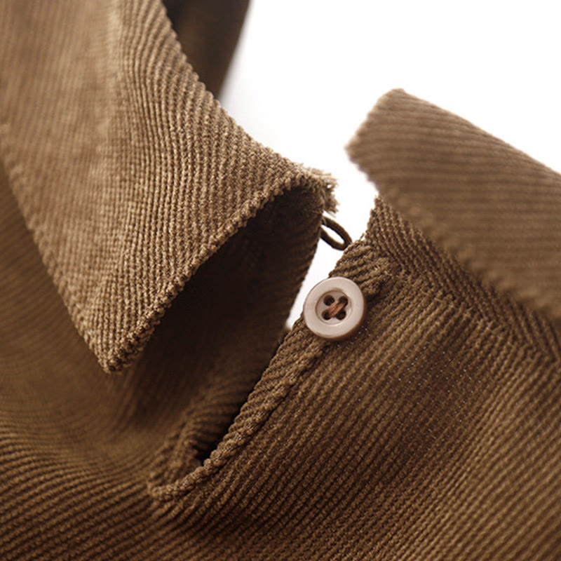 Abito midi a maniche lunghe in velluto a coste con colletto alla Peter Pan, tasche e bottoni con motivo Buddha Stones - image 4