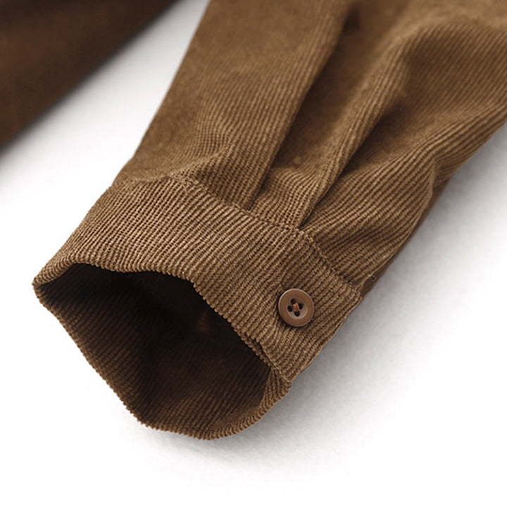 Abito midi a maniche lunghe in velluto a coste con colletto alla Peter Pan, tasche e bottoni con motivo Buddha Stones - image 9