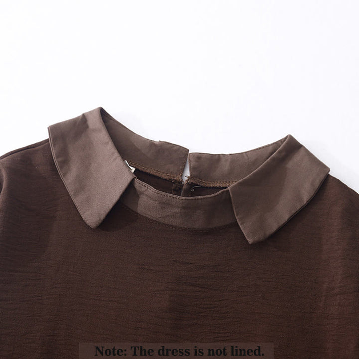 Abito midi a maniche lunghe con tasche e revers semplici Buddha Stones Spring - image 1