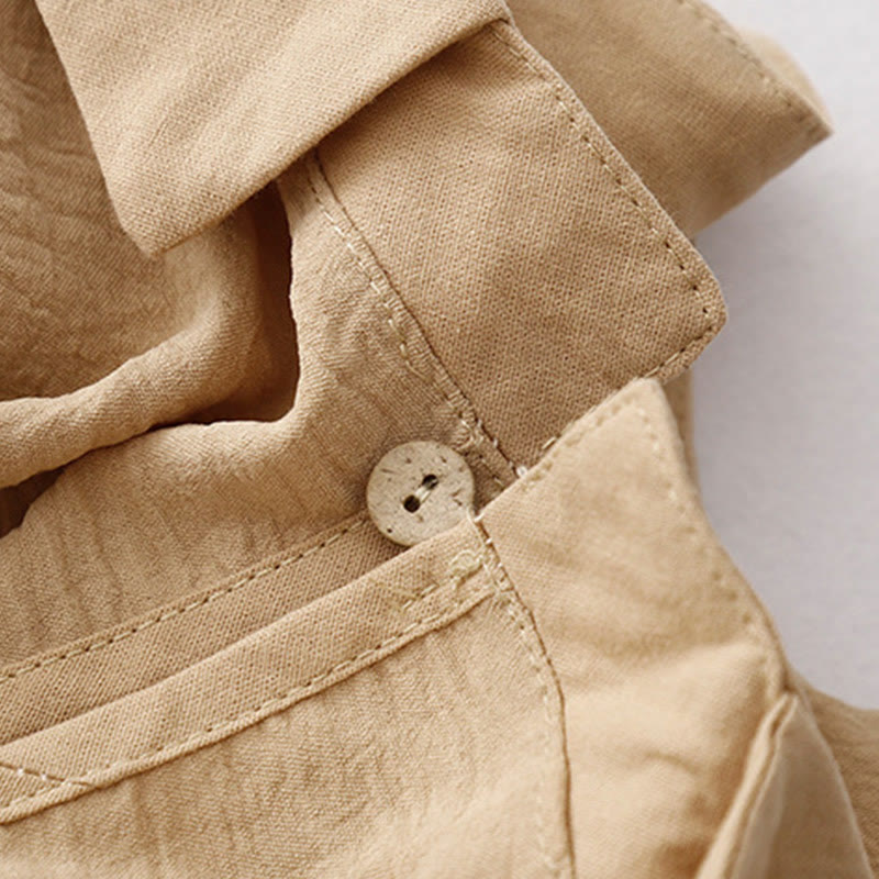 Abito midi a maniche lunghe con tasche e revers semplici Buddha Stones Spring - image 11