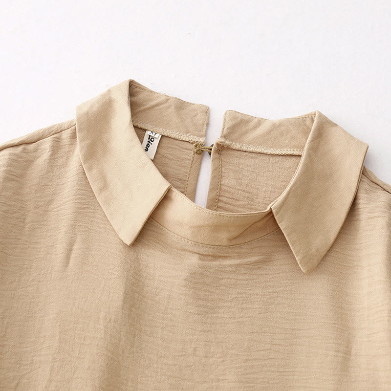 Abito midi a maniche lunghe con tasche e revers semplici Buddha Stones Spring - image 9