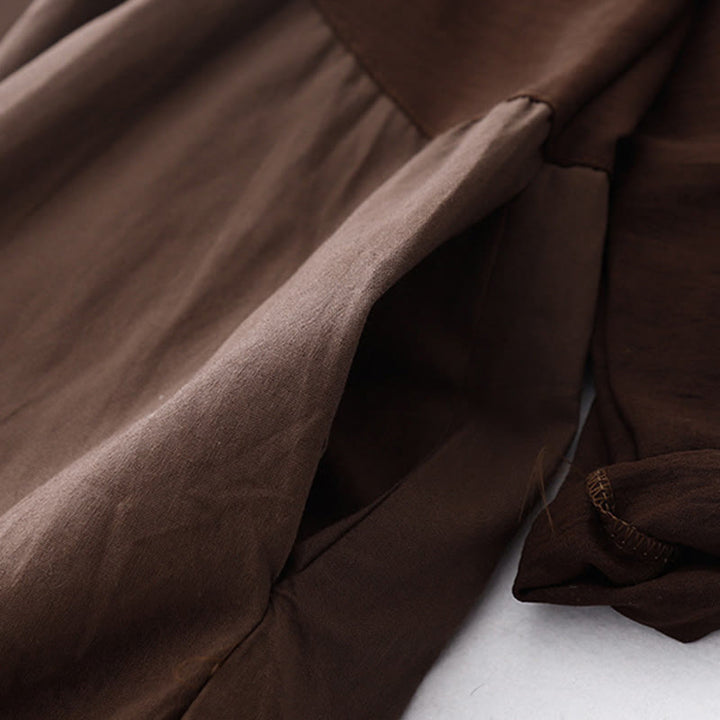 Abito midi a maniche lunghe con tasche e revers semplici Buddha Stones Spring - image 3