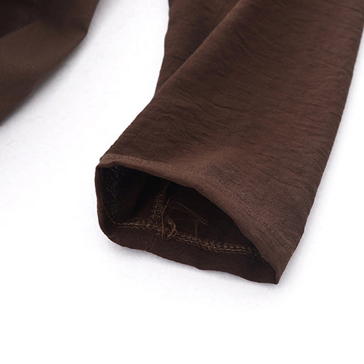 Abito midi a maniche lunghe con tasche e revers semplici Buddha Stones Spring - image 4