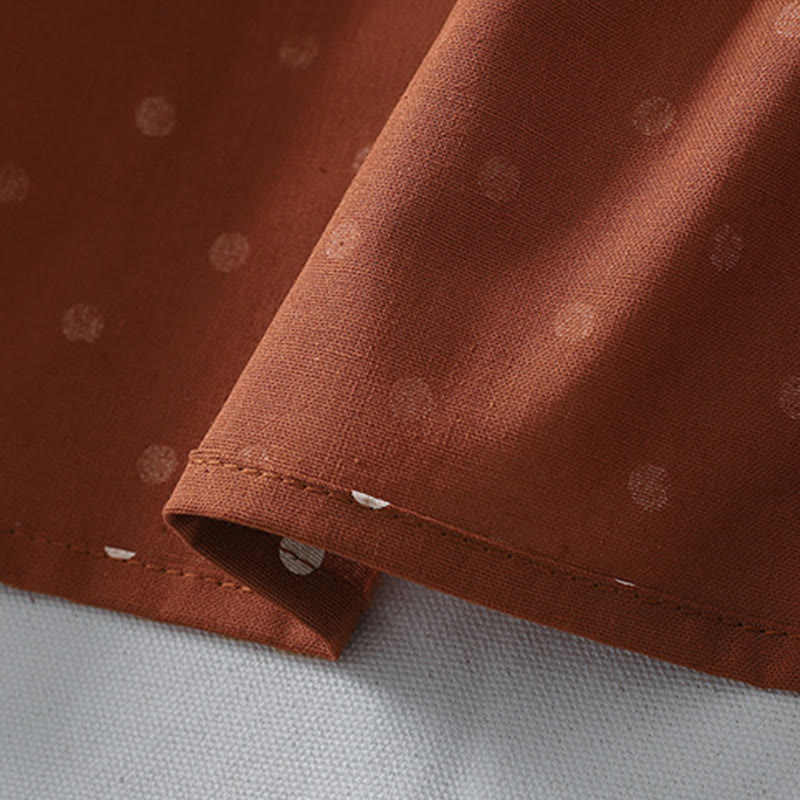 Abito midi in cotone e lino con maniche lunghe, motivo a pois primaverili Buddha Stones e tasche - image 9