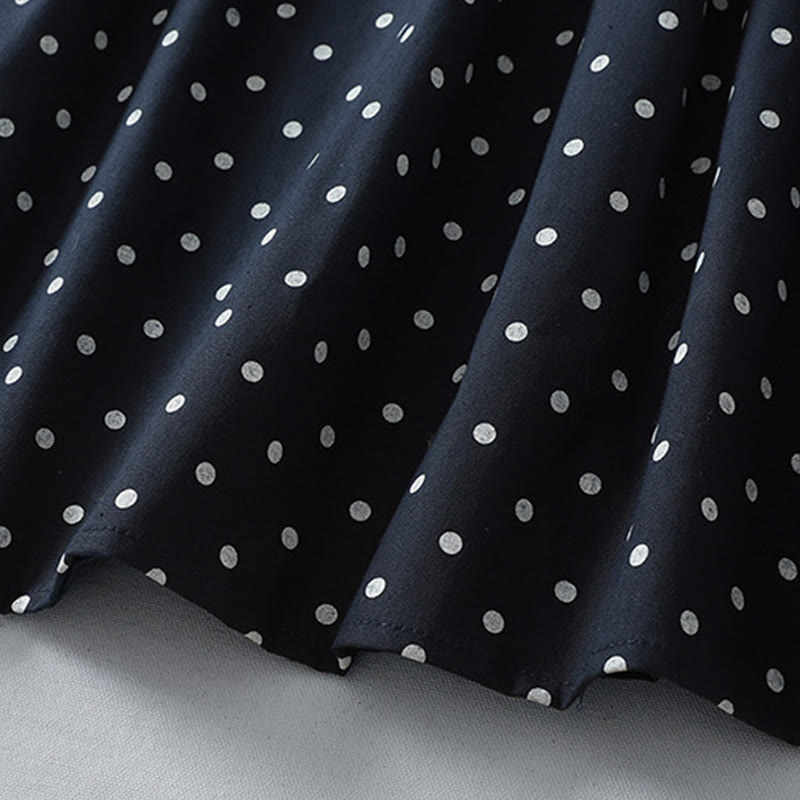 Abito midi in cotone e lino con maniche lunghe, motivo a pois primaverili Buddha Stones e tasche - image 15