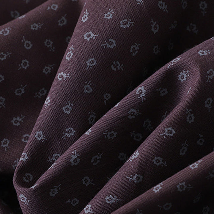 Abito midi in lino e cotone con maniche lunghe, pieghe a fisarmonica, stampa floreale con Buddha Stones e tasche - image 14