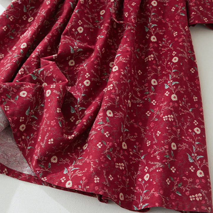 Abito midi in cotone e lino con maniche lunghe, stampa etnica floreale e lacci, motivo Buddha Stones - image 16