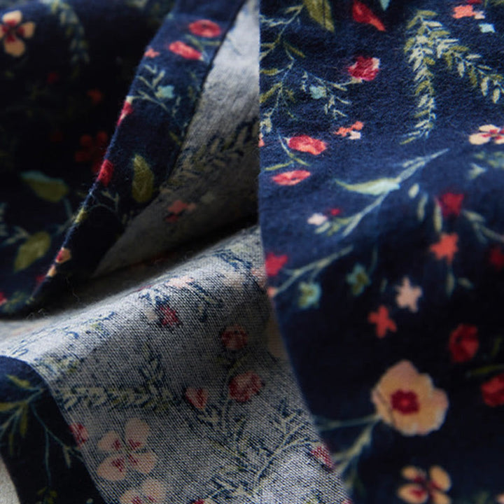 Abito midi in cotone e lino con maniche lunghe, stampa etnica floreale e lacci, motivo Buddha Stones - image 5