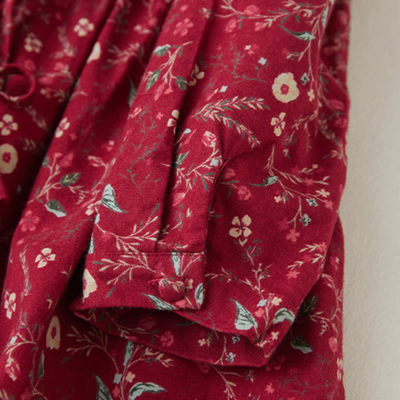 Abito midi in cotone e lino con maniche lunghe, stampa etnica floreale e lacci, motivo Buddha Stones - image 14